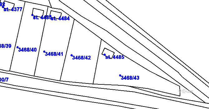 Parcela st. 4485 v KÚ Rakovník, Katastrální mapa