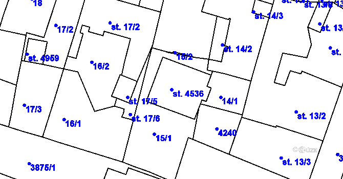 Parcela st. 4536 v KÚ Rakovník, Katastrální mapa