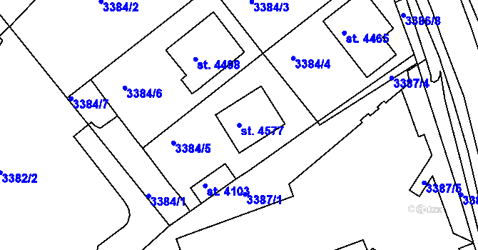 Parcela st. 4577 v KÚ Rakovník, Katastrální mapa