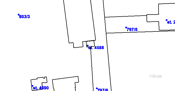 Parcela st. 4588 v KÚ Rakovník, Katastrální mapa