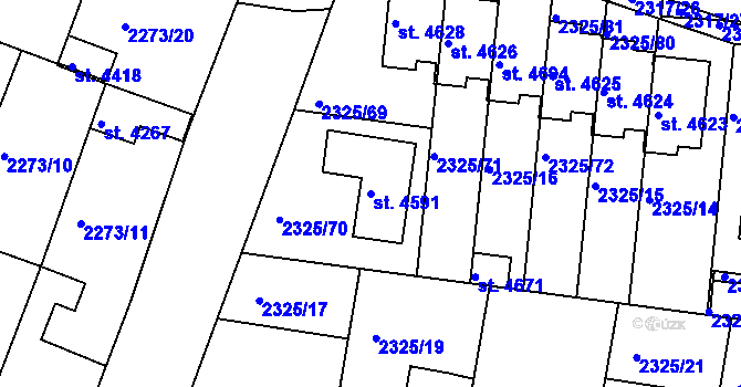 Parcela st. 4591 v KÚ Rakovník, Katastrální mapa