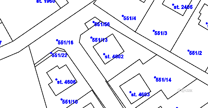 Parcela st. 4602 v KÚ Rakovník, Katastrální mapa