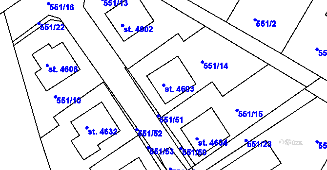 Parcela st. 4603 v KÚ Rakovník, Katastrální mapa