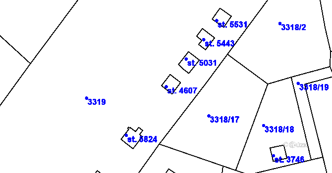 Parcela st. 4607 v KÚ Rakovník, Katastrální mapa
