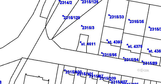 Parcela st. 4611 v KÚ Rakovník, Katastrální mapa