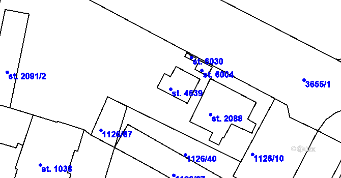 Parcela st. 4639 v KÚ Rakovník, Katastrální mapa