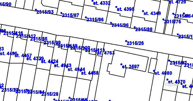 Parcela st. 4763 v KÚ Rakovník, Katastrální mapa