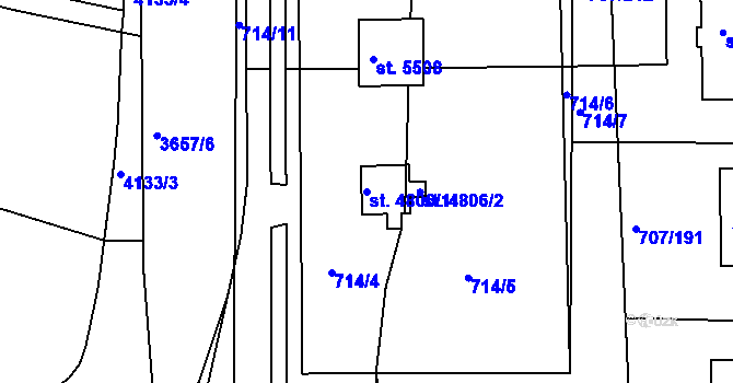 Parcela st. 4806/1 v KÚ Rakovník, Katastrální mapa