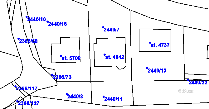 Parcela st. 4842 v KÚ Rakovník, Katastrální mapa