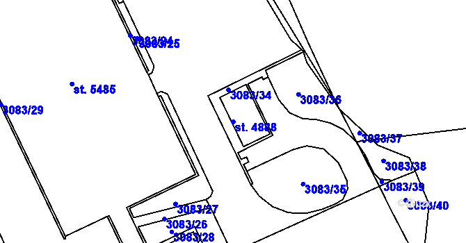 Parcela st. 4888 v KÚ Rakovník, Katastrální mapa