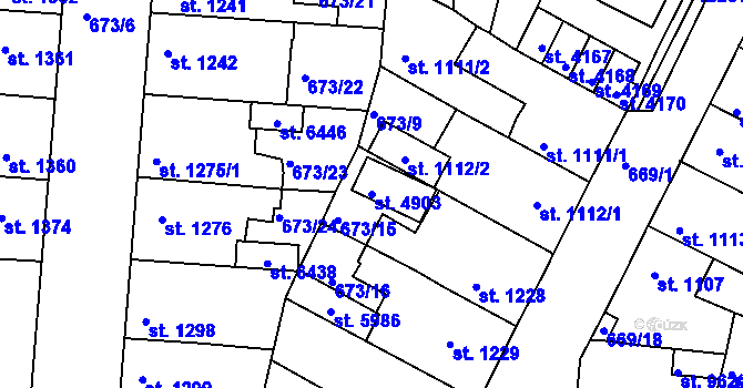 Parcela st. 4903 v KÚ Rakovník, Katastrální mapa