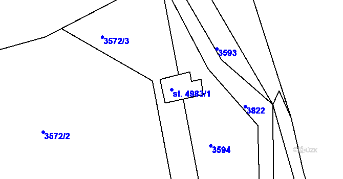Parcela st. 4983/1 v KÚ Rakovník, Katastrální mapa
