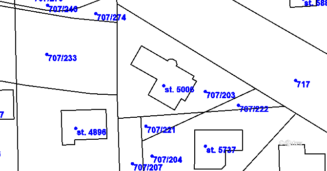 Parcela st. 5006 v KÚ Rakovník, Katastrální mapa