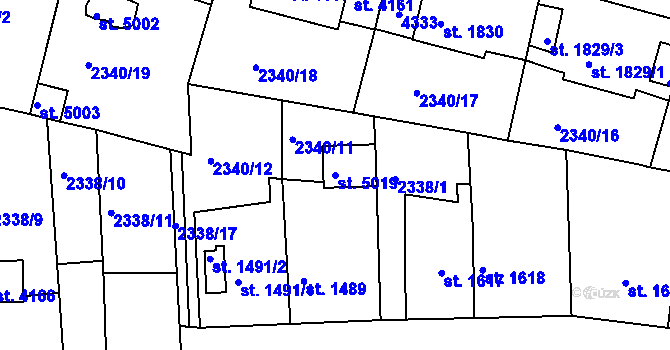 Parcela st. 5019 v KÚ Rakovník, Katastrální mapa