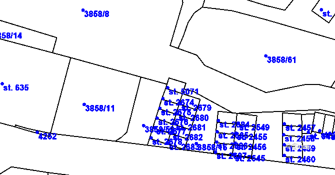 Parcela st. 5071 v KÚ Rakovník, Katastrální mapa