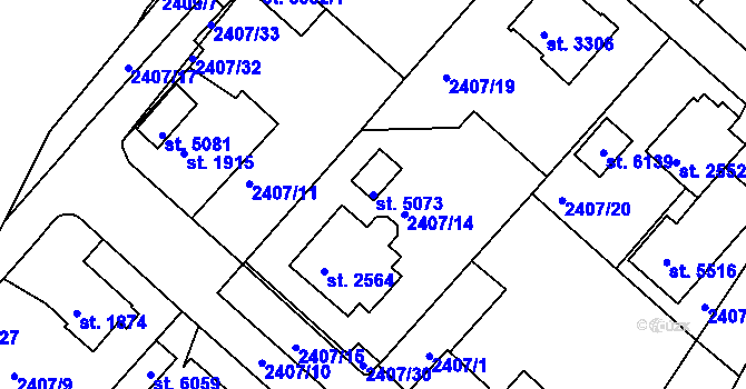 Parcela st. 5073 v KÚ Rakovník, Katastrální mapa