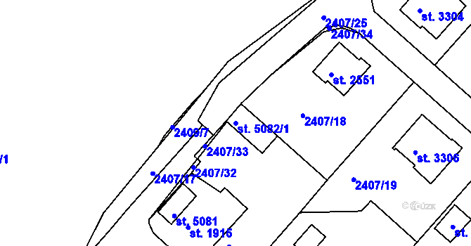 Parcela st. 5082/1 v KÚ Rakovník, Katastrální mapa