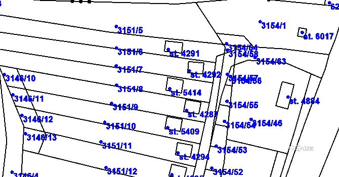 Parcela st. 5414 v KÚ Rakovník, Katastrální mapa