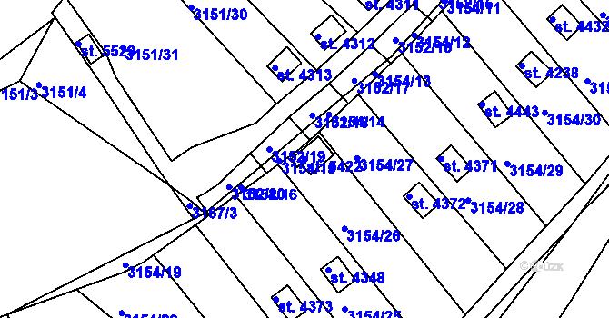 Parcela st. 5422 v KÚ Rakovník, Katastrální mapa