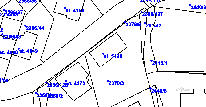 Parcela st. 5429 v KÚ Rakovník, Katastrální mapa