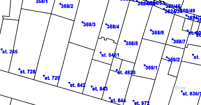 Parcela st. 5461 v KÚ Rakovník, Katastrální mapa