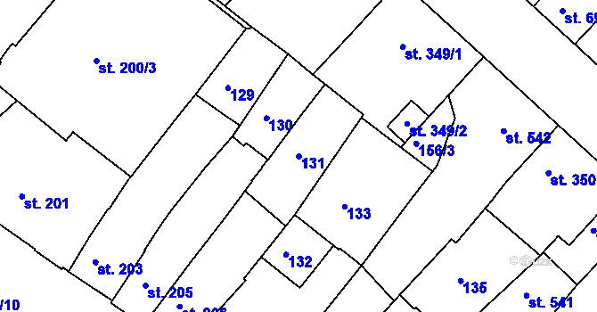 Parcela st. 131 v KÚ Rakovník, Katastrální mapa
