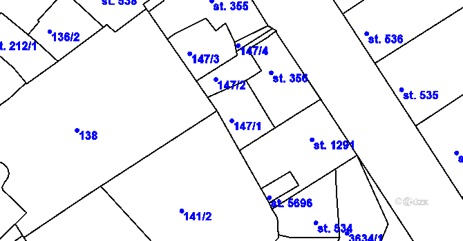 Parcela st. 147/1 v KÚ Rakovník, Katastrální mapa