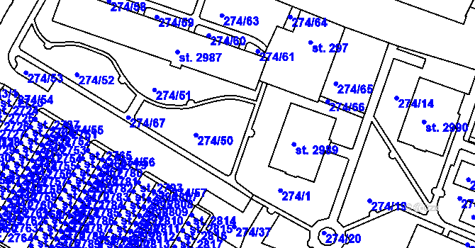 Parcela st. 274/1 v KÚ Rakovník, Katastrální mapa