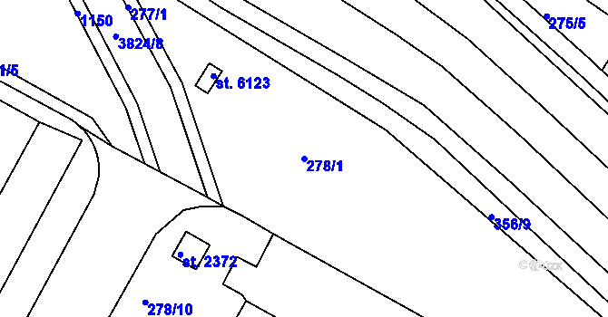 Parcela st. 278/1 v KÚ Rakovník, Katastrální mapa