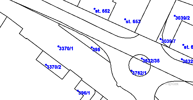 Parcela st. 395 v KÚ Rakovník, Katastrální mapa