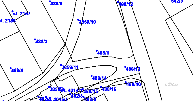 Parcela st. 488/1 v KÚ Rakovník, Katastrální mapa