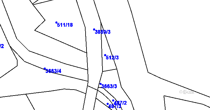 Parcela st. 512/3 v KÚ Rakovník, Katastrální mapa