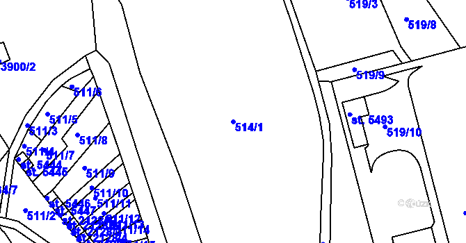 Parcela st. 514/1 v KÚ Rakovník, Katastrální mapa