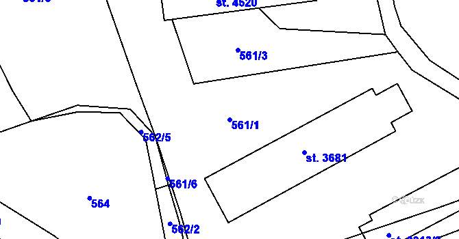 Parcela st. 561/1 v KÚ Rakovník, Katastrální mapa