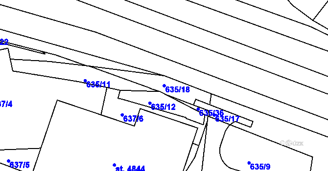 Parcela st. 635/18 v KÚ Rakovník, Katastrální mapa