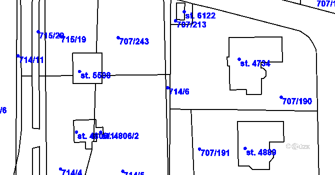 Parcela st. 714/6 v KÚ Rakovník, Katastrální mapa