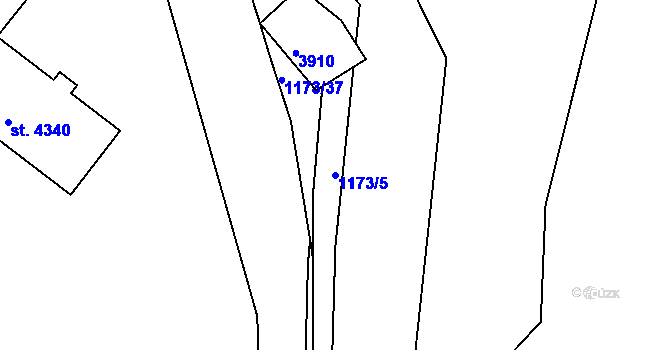 Parcela st. 1173/5 v KÚ Rakovník, Katastrální mapa