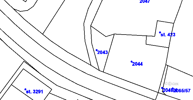 Parcela st. 2043 v KÚ Rakovník, Katastrální mapa