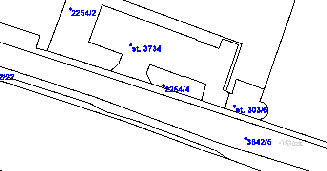Parcela st. 2254/4 v KÚ Rakovník, Katastrální mapa
