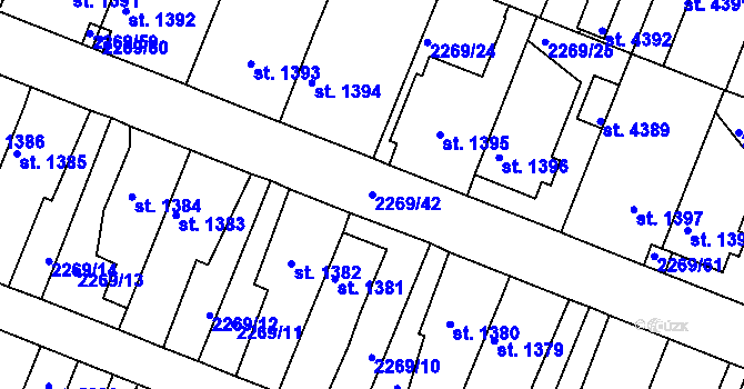 Parcela st. 2269/42 v KÚ Rakovník, Katastrální mapa