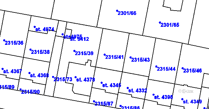 Parcela st. 2315/41 v KÚ Rakovník, Katastrální mapa