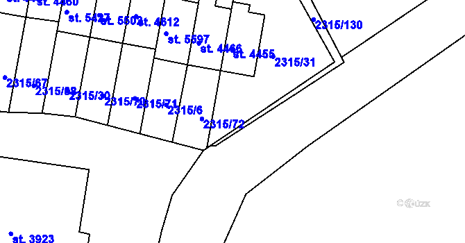 Parcela st. 2315/83 v KÚ Rakovník, Katastrální mapa