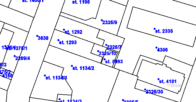 Parcela st. 2325/10 v KÚ Rakovník, Katastrální mapa