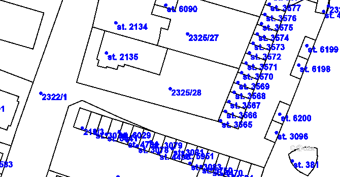 Parcela st. 2325/28 v KÚ Rakovník, Katastrální mapa
