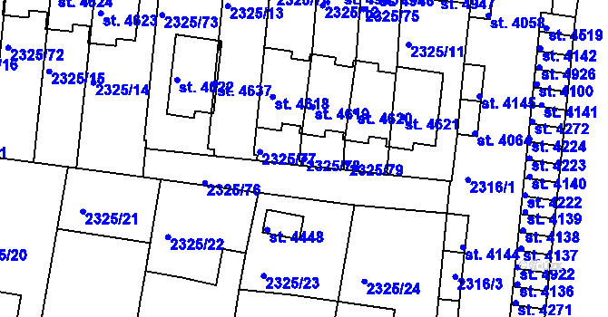 Parcela st. 2325/78 v KÚ Rakovník, Katastrální mapa