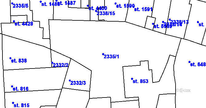 Parcela st. 2335/1 v KÚ Rakovník, Katastrální mapa