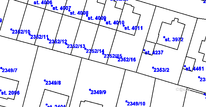 Parcela st. 2352/15 v KÚ Rakovník, Katastrální mapa