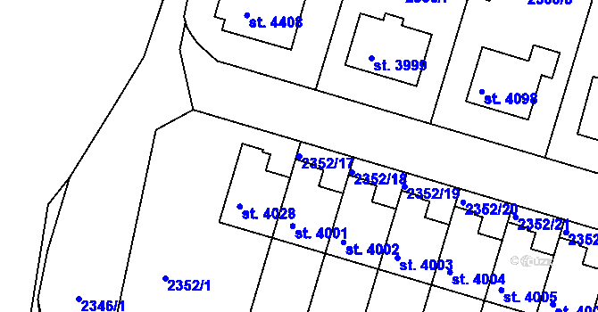 Parcela st. 2352/17 v KÚ Rakovník, Katastrální mapa
