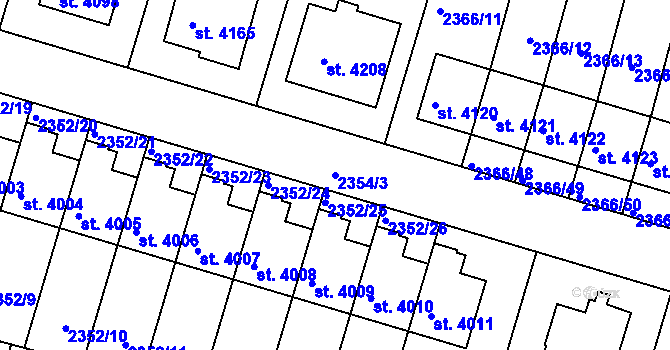Parcela st. 2354/3 v KÚ Rakovník, Katastrální mapa