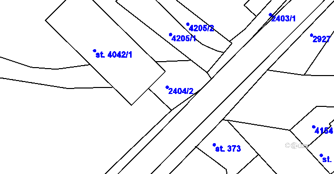 Parcela st. 2404/2 v KÚ Rakovník, Katastrální mapa